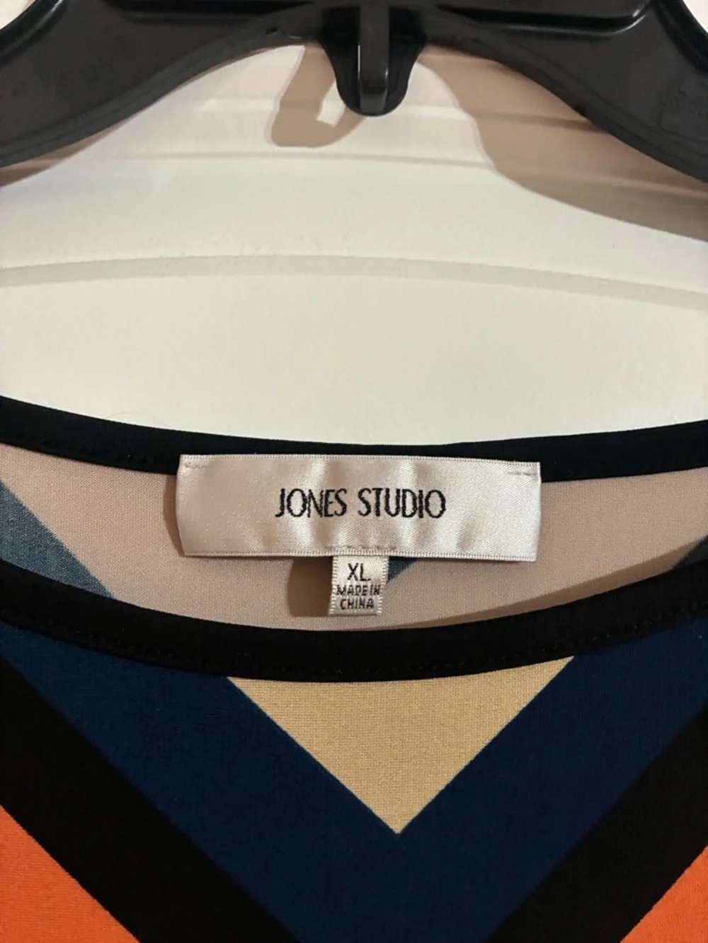 Jones Studio Chevron Midi Dress in Orange, Navy & Light Blue Size XL - Picture 2 of 3